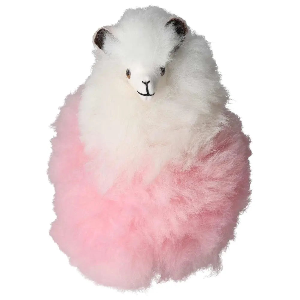 Alt Tag: Pink Alpaca Plush Toy made from authentic Peruvian alpaca hair, showcasing its fluffy and soft texture.