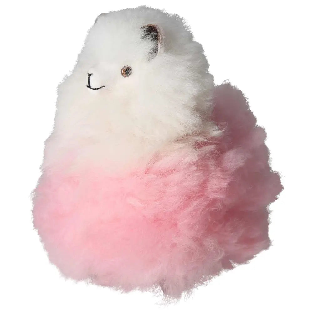 Pink alpaca plush toy made from 100% natural alpaca hair, handcrafted in Peru. Soft, authentic, ethically sourced from Andean highlands.