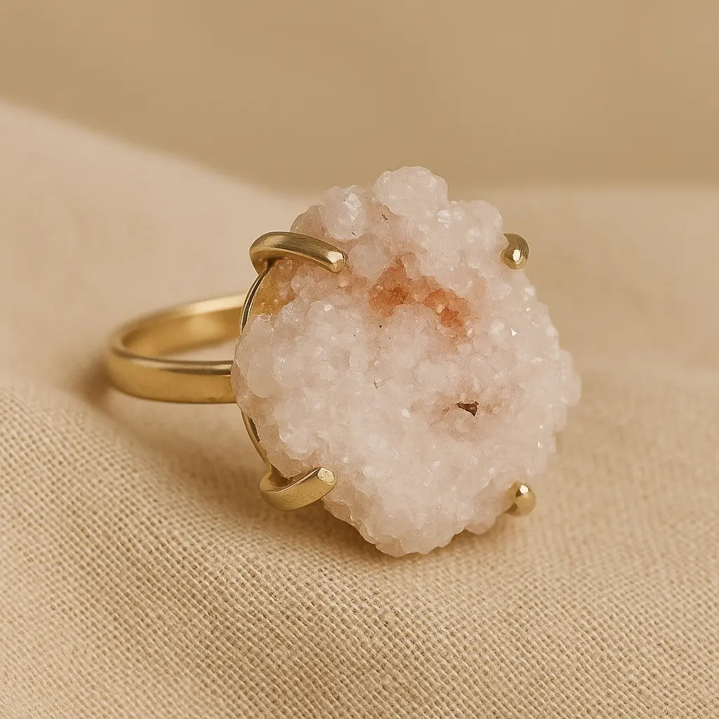 Pink Amethyst Simple Band Ring Sylvia Crystals Sp. z o.o.