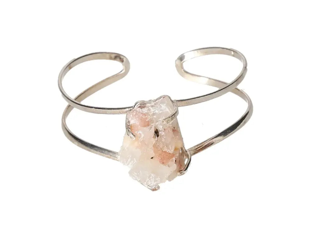 Pink Amethyst Wire Bracelet in Silver, offering stress reduction, energy boost, and emotional stability with natural elegance.