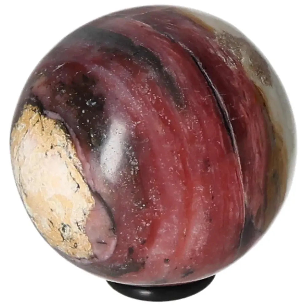 Pink Opal Sphere with natural patterns, known for enhancing communication and trust. Ideal for nurturing friendships and protection on travels.