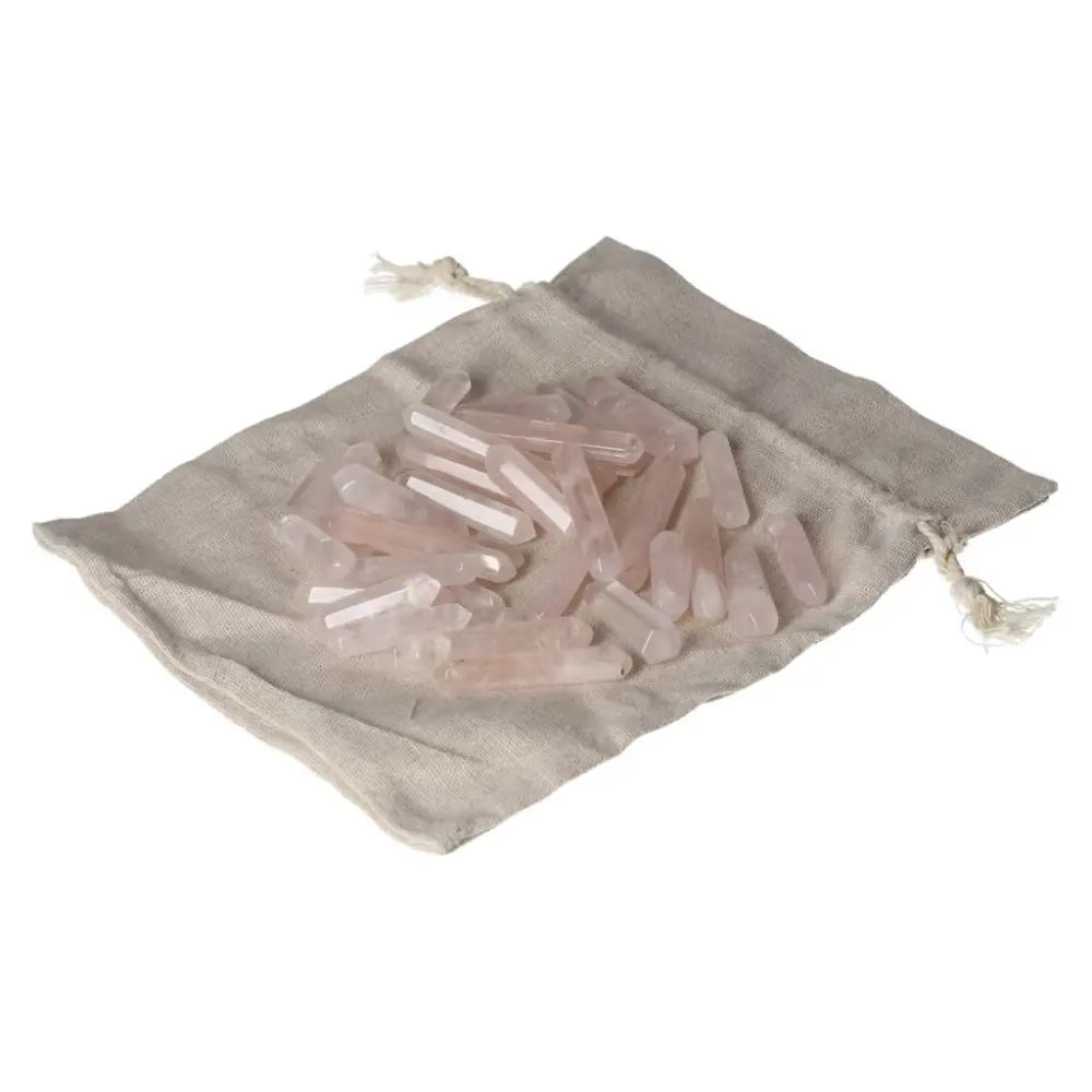 Pink Quartz Small Sticks in a Linen Pouch