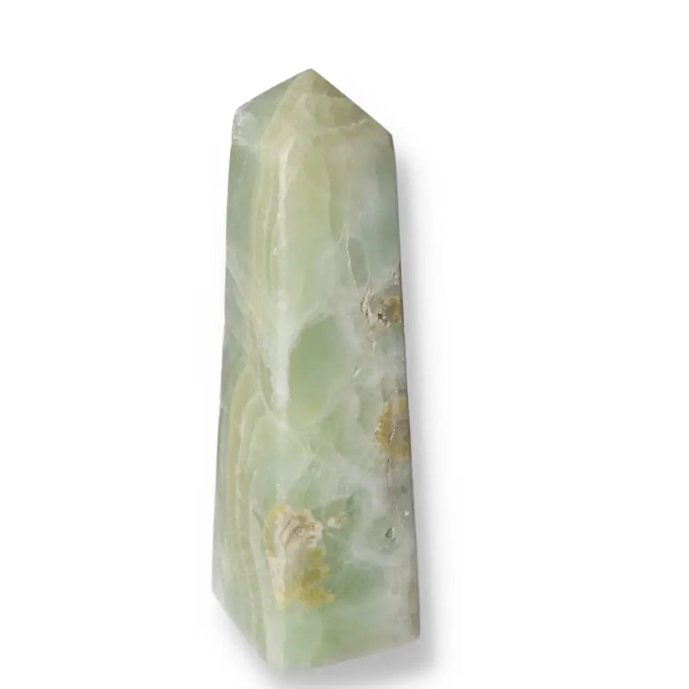 Pistachio Calcite Tower with refreshing green hues for calm and harmony