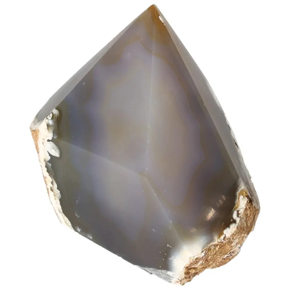 Polished Agate Point with rich patterns from Sylvia Crystals, balancing energies for luxury conscious living.