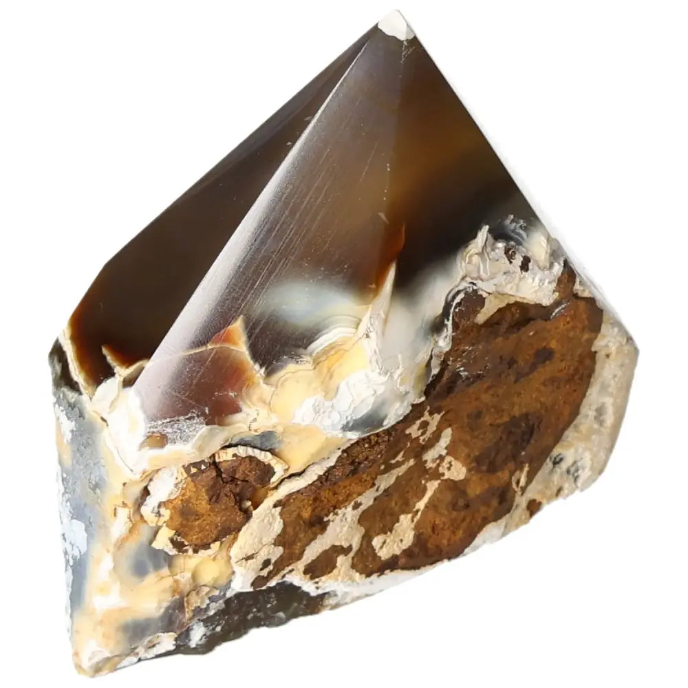 Polished Agate Point gemstone, showcasing its smooth, handpicked finish from Sylvia Crystals, ideal for spiritual grounding and balance.