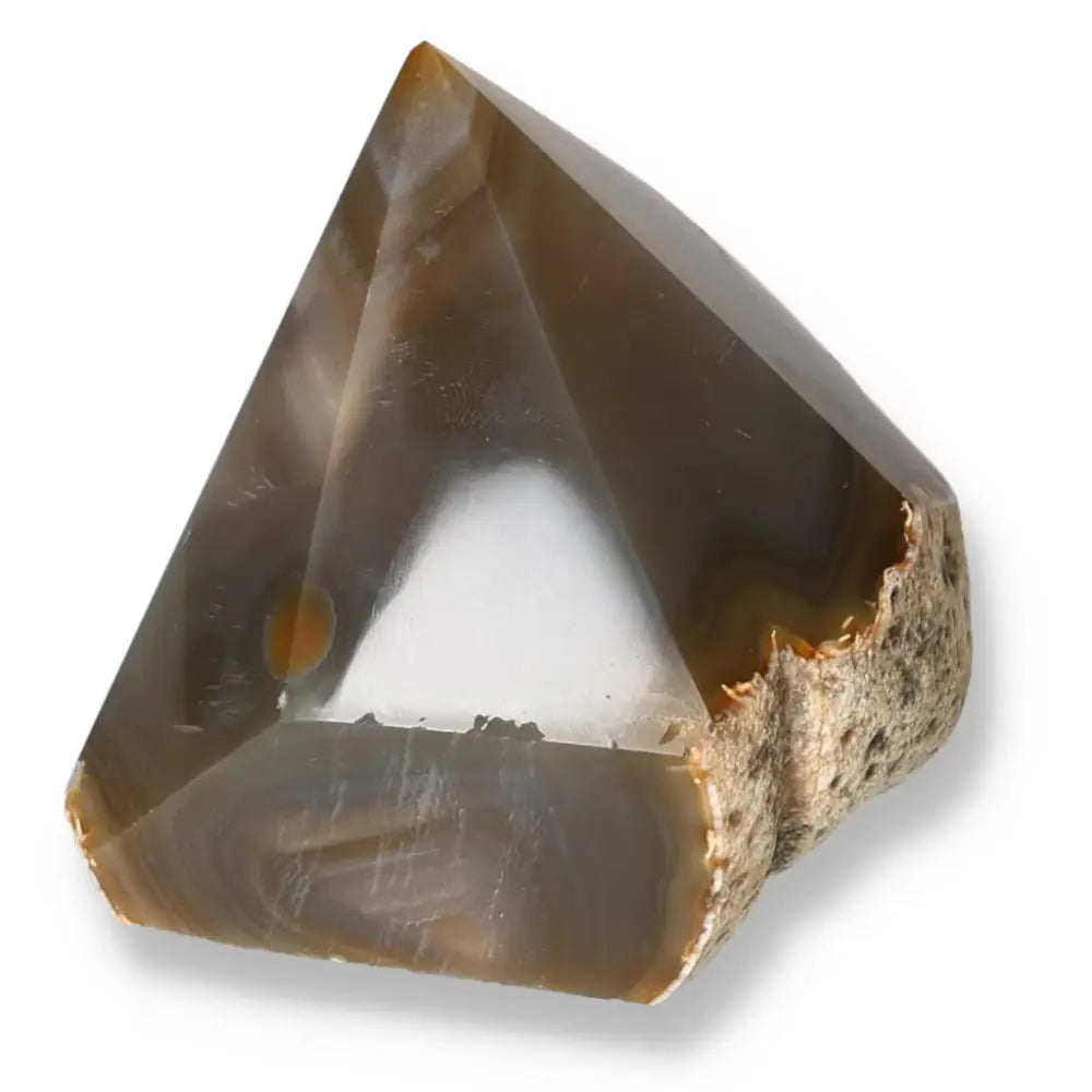Polished Agate Point crystal from Sylvia Crystals, enhancing spiritual balance, with a focus on channeling positive energies.