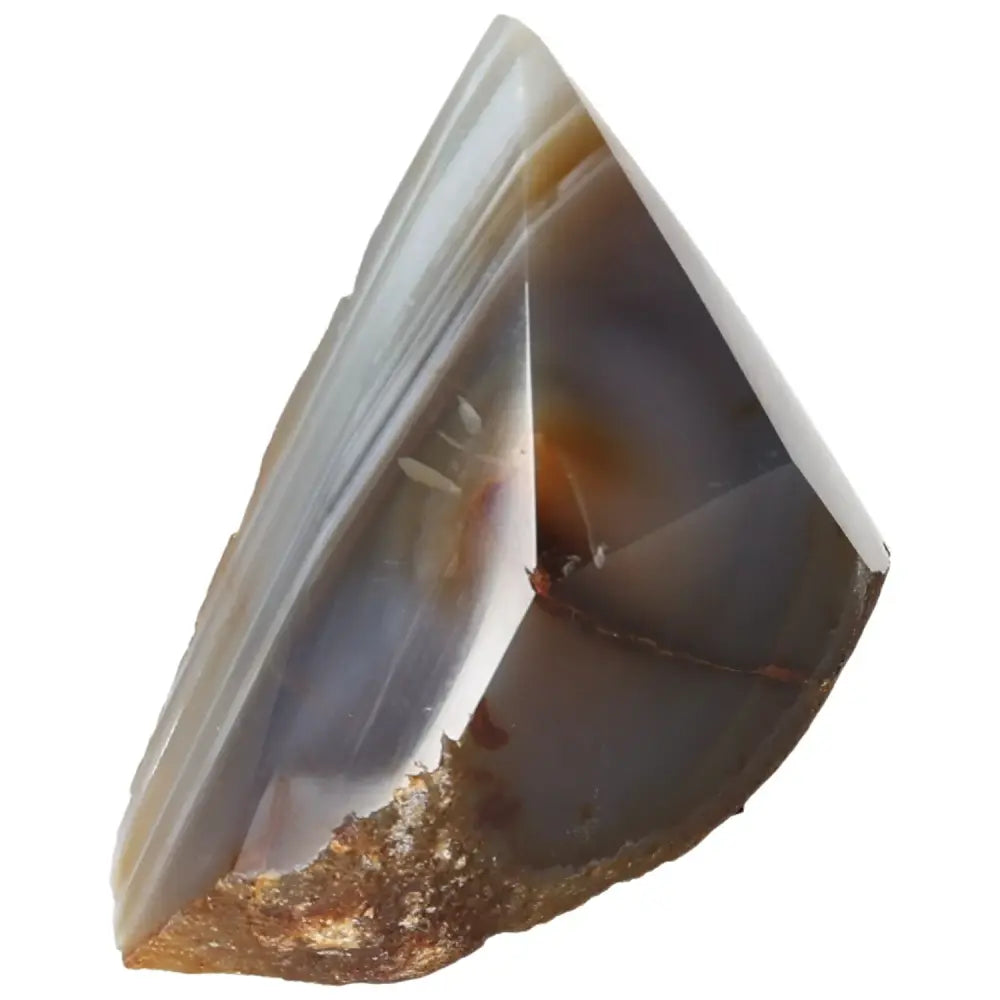 Polished Agate Point gemstone offering elegance and energy balance, handpicked by Sylvia Crystals, showcasing natural beauty and craftsmanship.