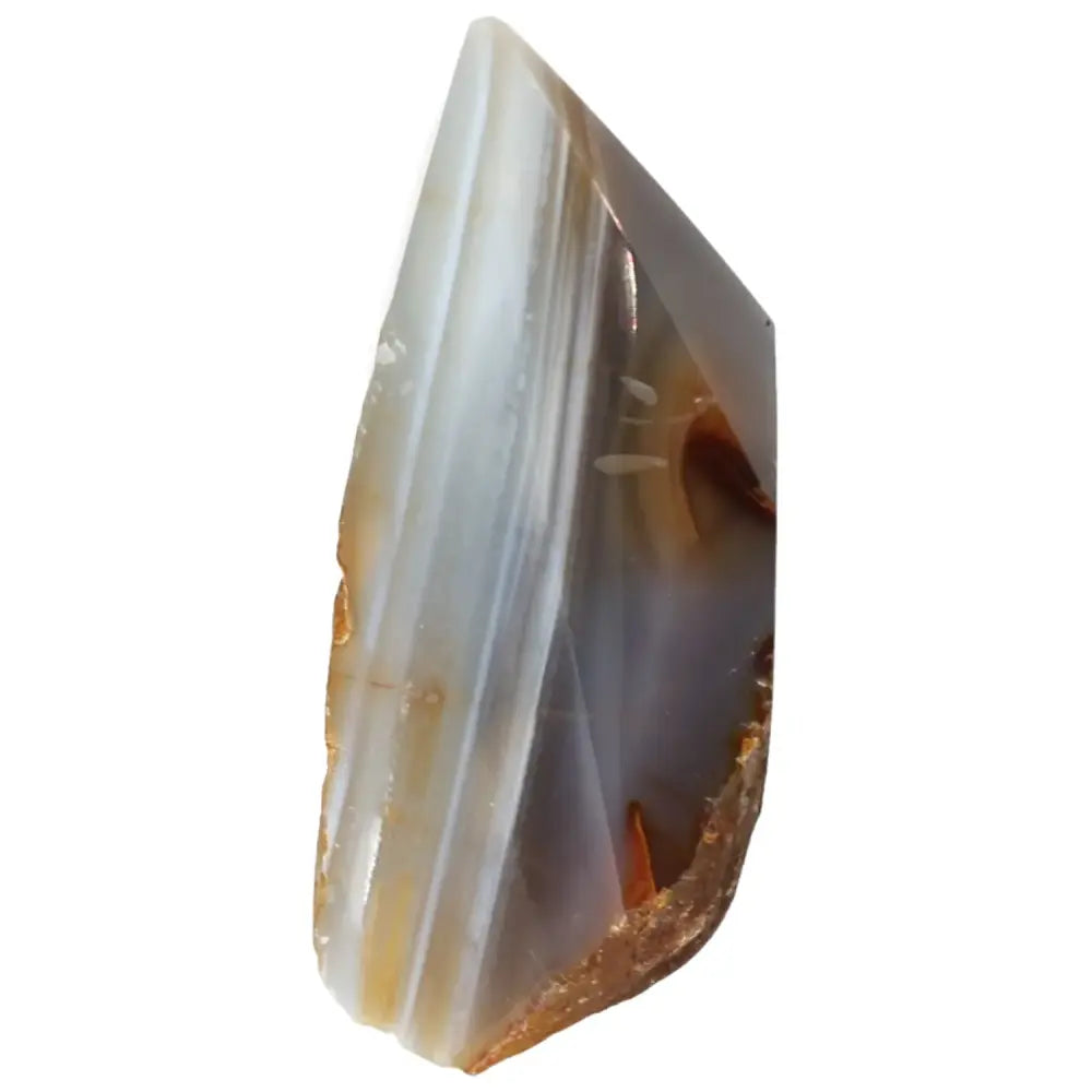 Polished Agate Point gemstone with elegant stripes, offering energy balance and aesthetic appeal from Sylvia Crystals.