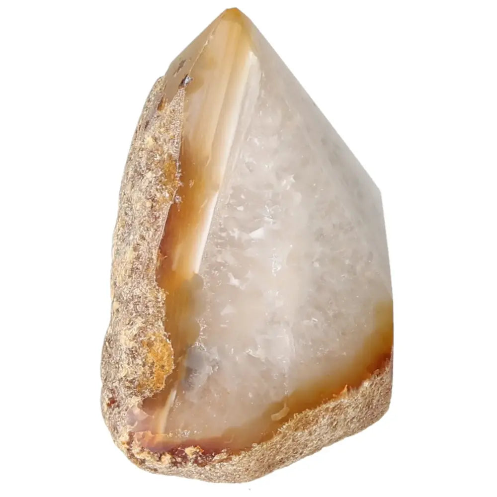 Polished Agate Point crystal with a flawless finish, renowned for harmonizing energies, from Sylvia Crystals. Enhance your spiritual balance.