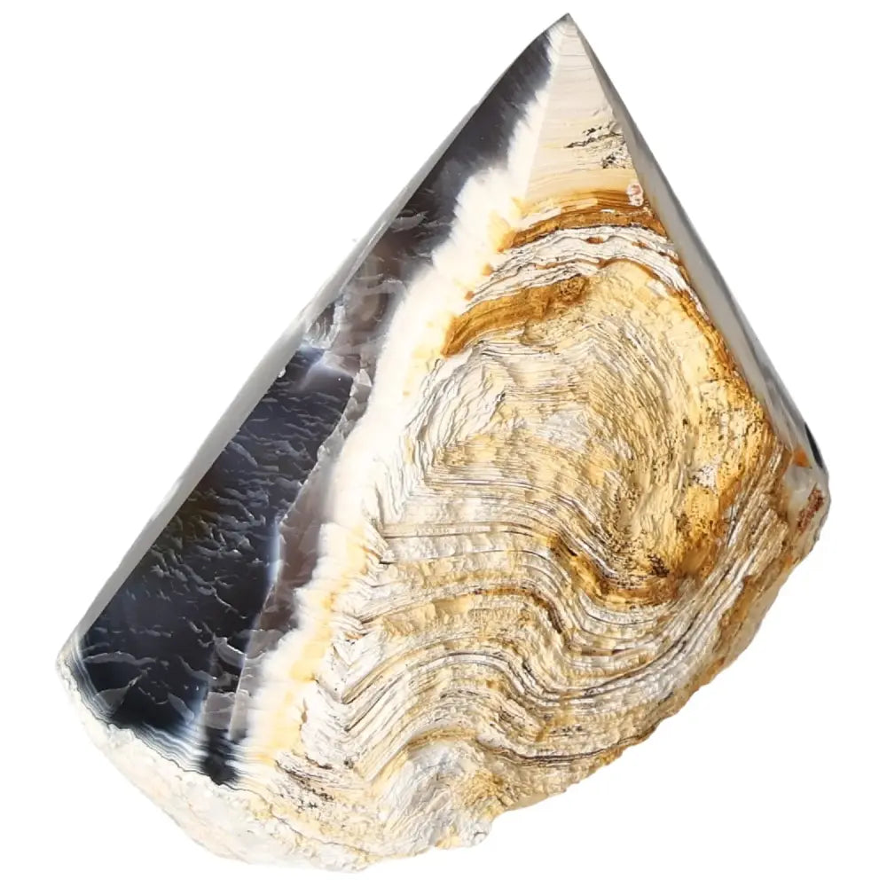 Polished Agate Point by Sylvia Crystals, showcasing exquisite craftsmanship; ideal for emotional balance and energy harmony.