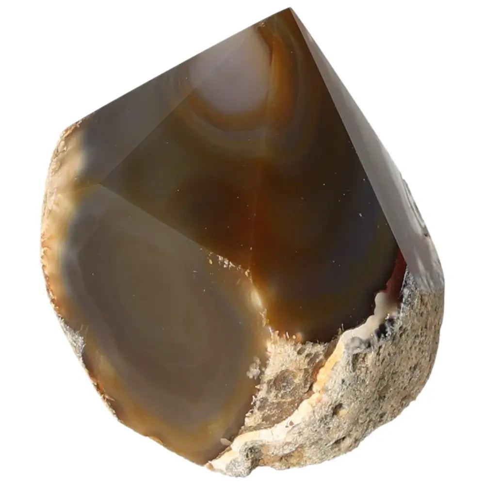 Polished Agate Point gemstone from Sylvia Crystals, showcasing elegant design and spiritual balance, perfect for conscious luxury decor.