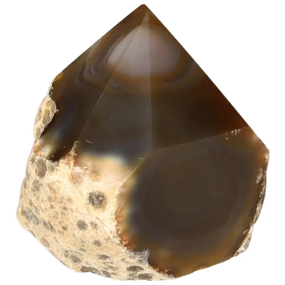 Polished Agate Point gemstone from Sylvia Crystals showcasing elegance and spiritual balance in premium conscious luxury.