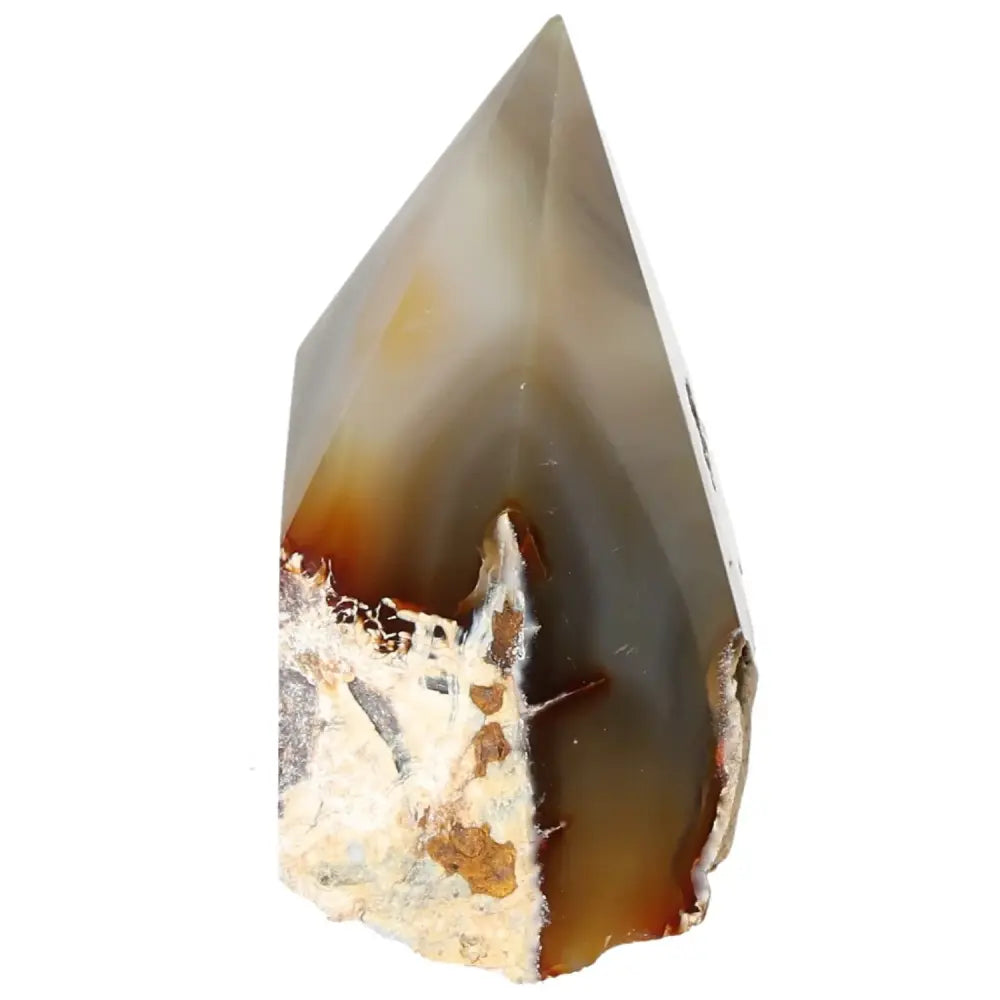 Polished Agate Point crystal from Sylvia Crystals, ideal for spiritual growth and energy harmonization, handpicked for quality.