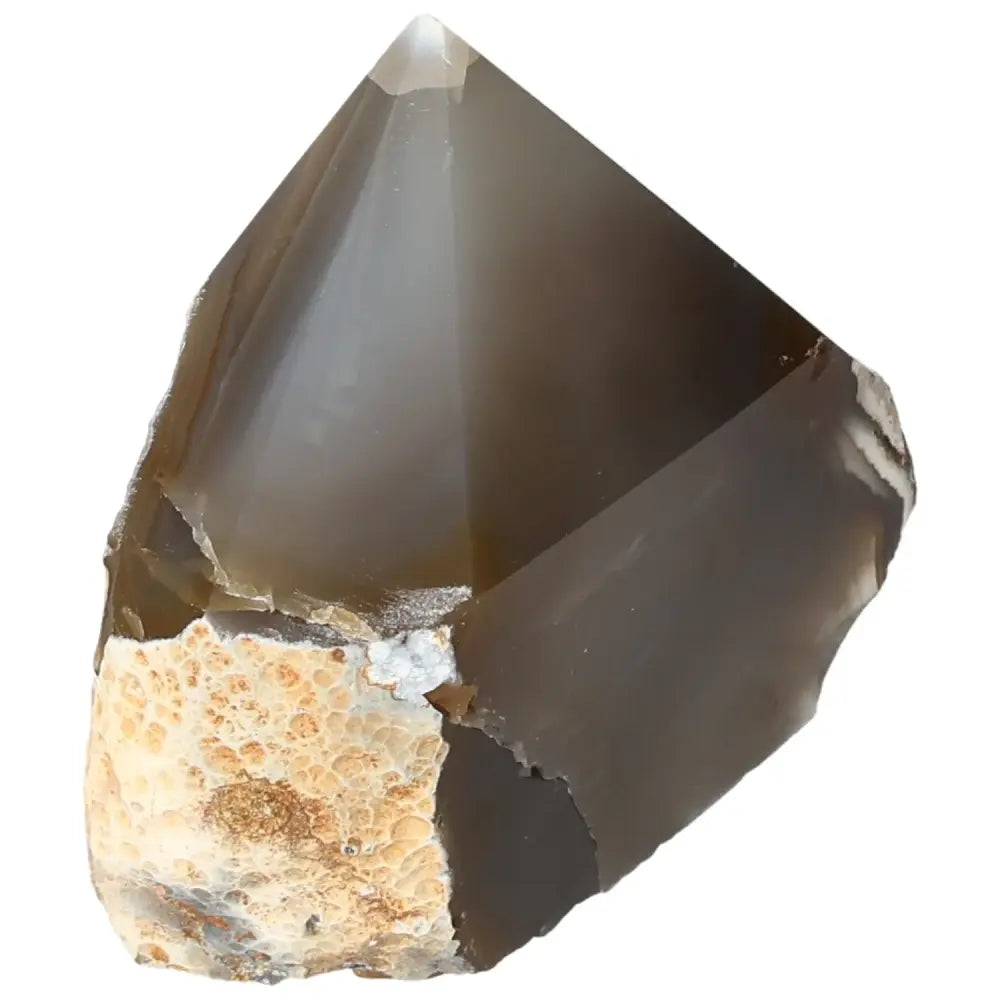 Polished Agate Point by Sylvia Crystals, showcasing its natural beauty and tranquil energy for emotional and physical harmony.