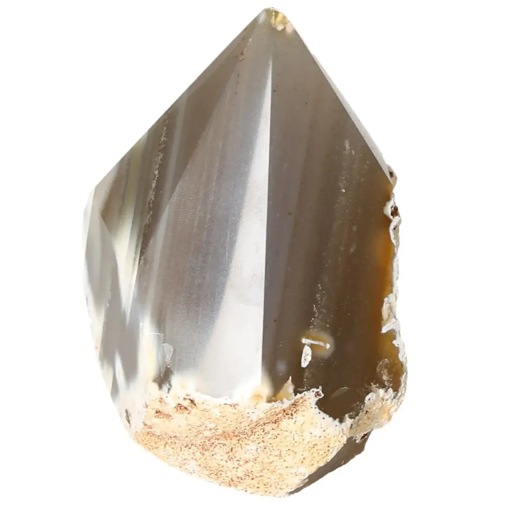 Polished Agate Point with mesmerizing color bands from Sylvia Crystals, offering beauty and calming energy for luxury and mindful living.