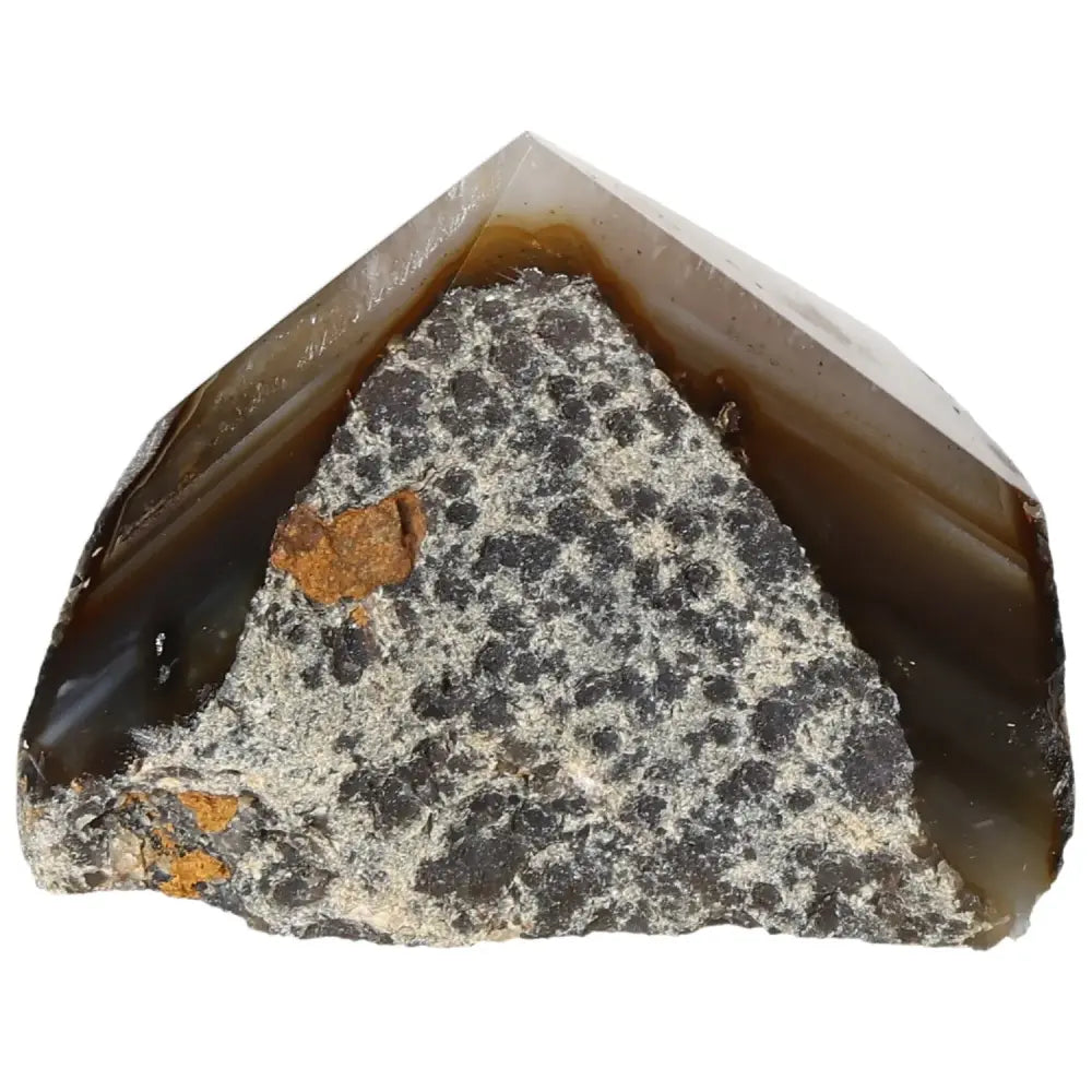 Polished Agate Point gemstone with intricate patterns and vibrant hues, ideal for energy harmonization and emotional stability.
