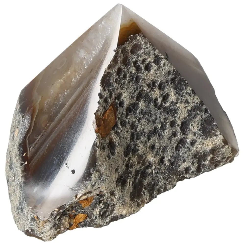 Polished Agate Point gemstone with intricate patterns for energy harmony and emotional stability from Sylvia Crystals.