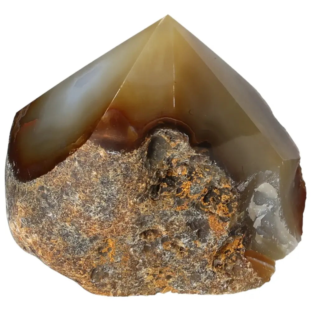 Polished Agate Point from Sylvia Crystals, featuring a smooth, light-reflecting surface, perfect for elevating home decor elegance.