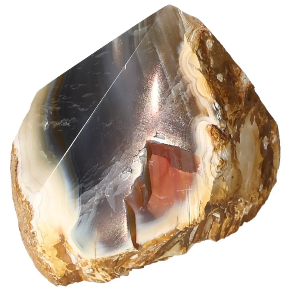 Polished Agate Point from Sylvia Crystals, a premium gemstone for energy balance, security, and grounding. Perfect decor and healing stone.