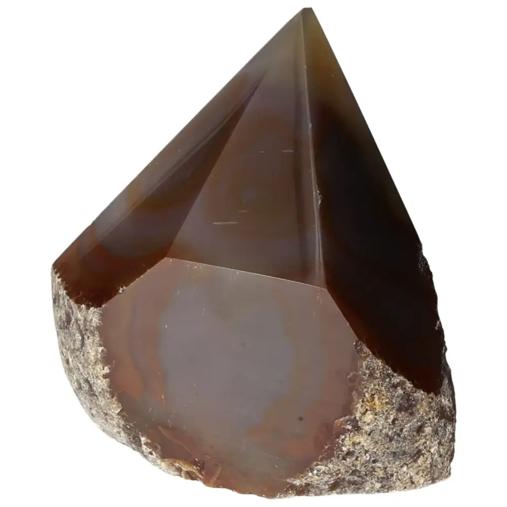 Polished Agate Point by Sylvia Crystals with rich colors and patterns, enhances energy balance for body, mind, and spirit.