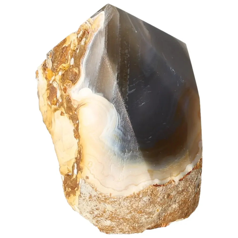 Polished Agate Point gemstone from Sylvia Crystals, a unique centerpiece for energy harmonizing and emotional balance.
