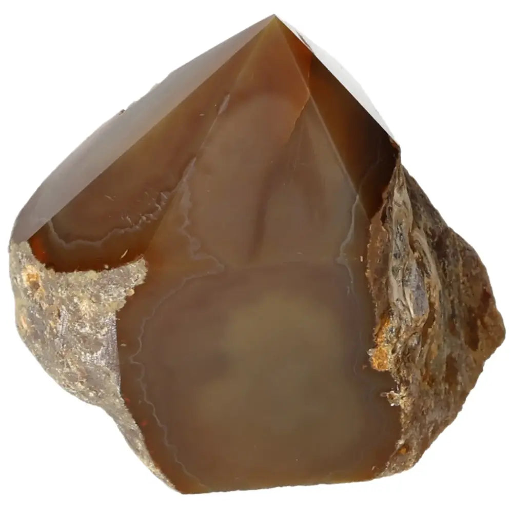 Polished Agate Point gemstone from Sylvia Crystals showcasing serene elegance and balancing energies for home or workspace.