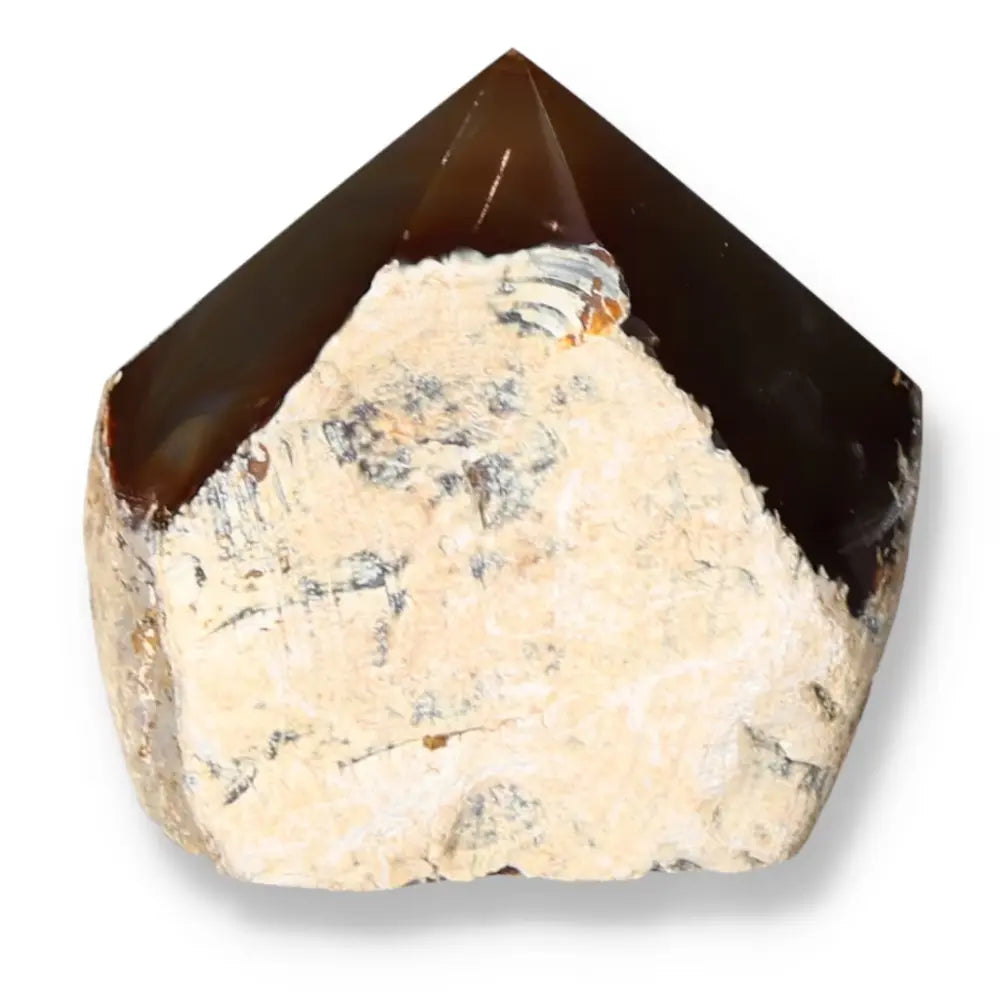 Polished Agate Point by Sylvia Crystals, premium handpicked gem enhancing tranquility and grounding, brown and earthy tones