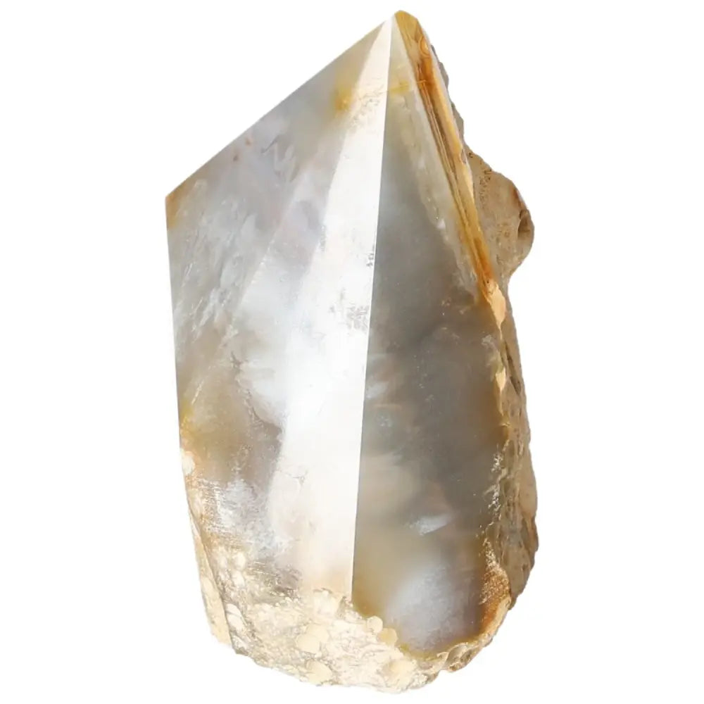Polished Agate Point gemstone by Sylvia Crystals, showcasing exquisite charm and serene energy for decoration and grounding.