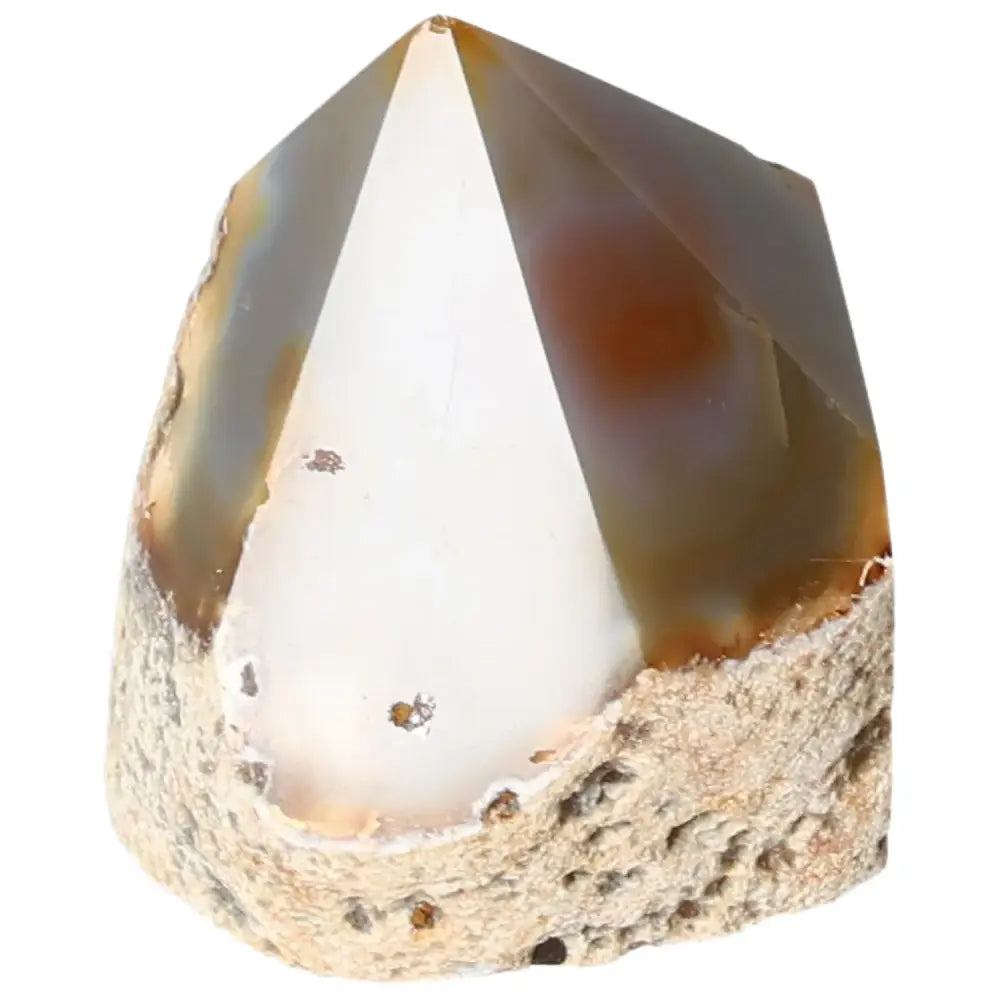 Polished Agate Point crystal for harmony and balance by Sylvia Crystals, perfect for home or office decor.