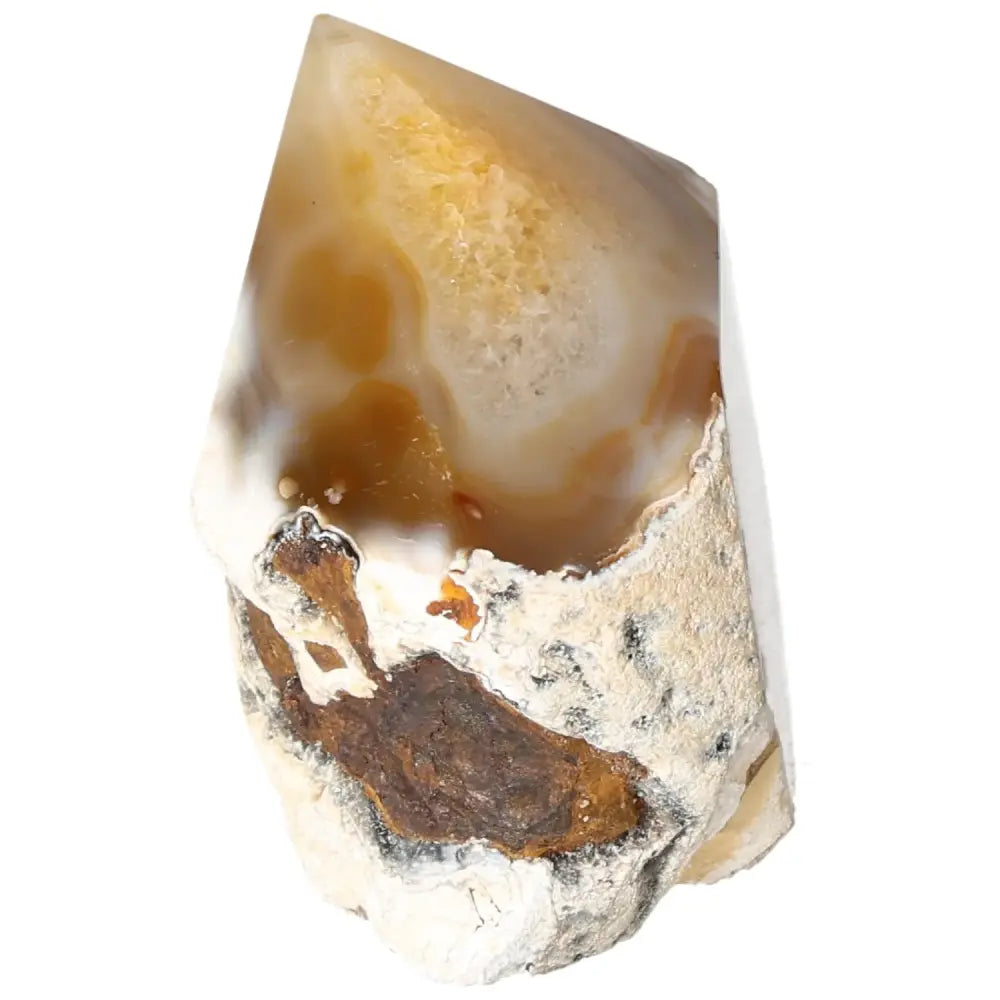 Polished Agate Point gemstone from Sylvia Crystals, showcasing natural artistry and spiritual tranquility.