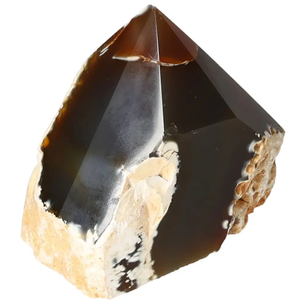 Polished Agate Point crystal, showcasing its vibrant colors and natural beauty, offered by Sylvia Crystals for tranquility and harmony.