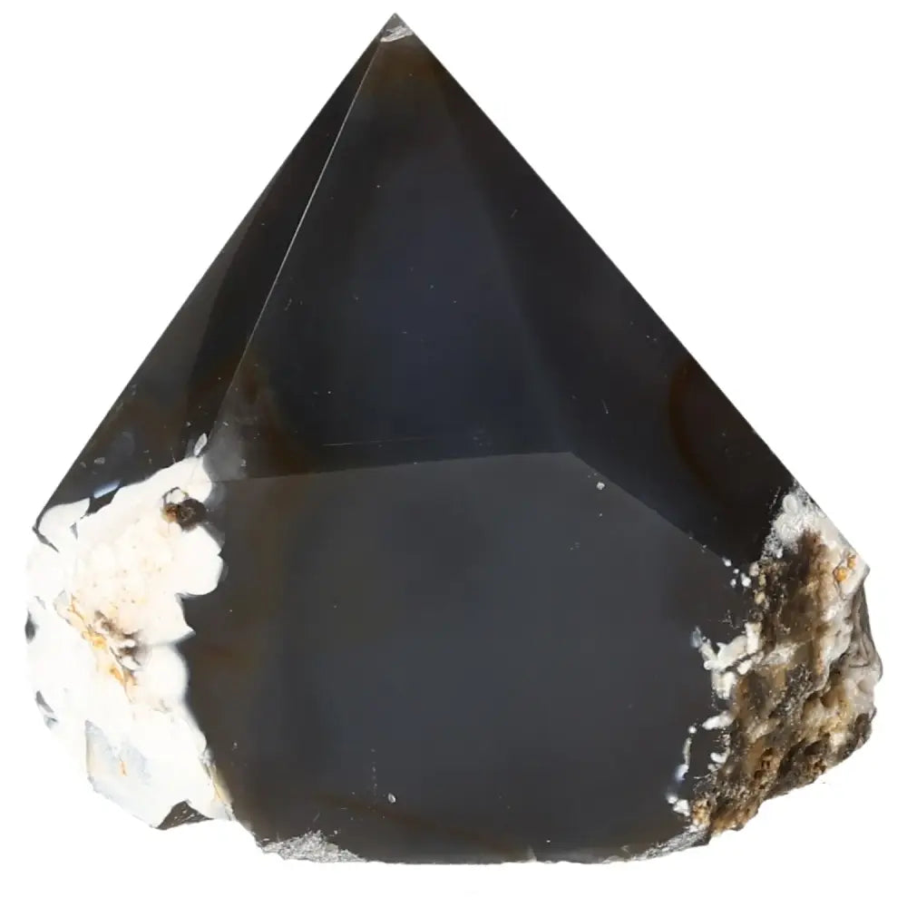 Polished Agate Point from Sylvia Crystals, featuring captivating layers and bands, ideal for enhancing spiritual collections.