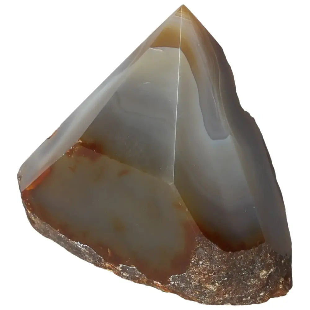 Polished Agate Point from Sylvia Crystals showcasing natural beauty and serene energy, ideal for balance and tranquility seekers.