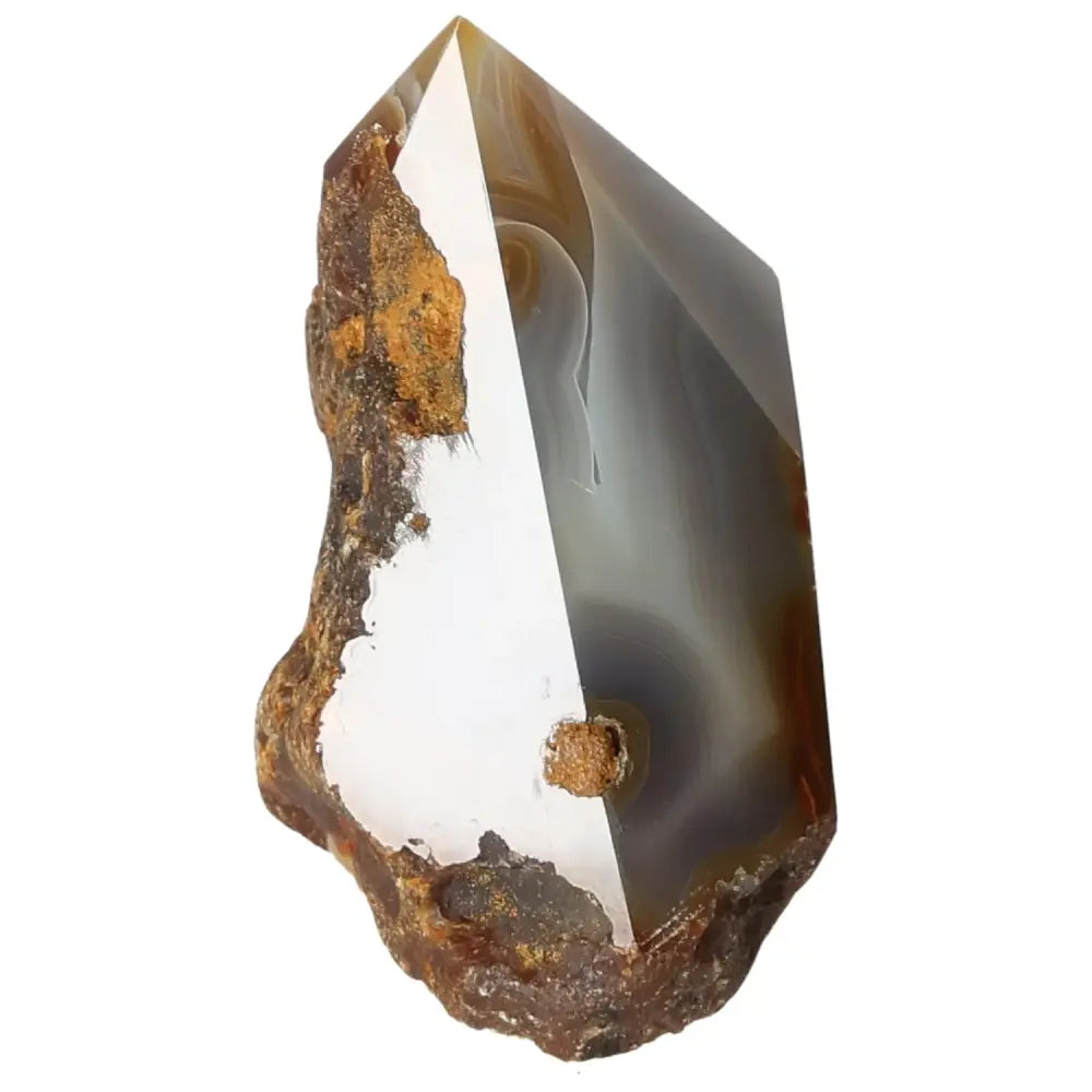 Polished Agate Point from Sylvia Crystals, showcasing natural beauty and serene energy, ideal for balance and tranquility seekers.