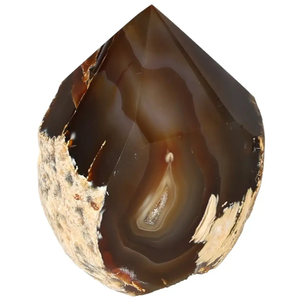 Polished Agate Point from Sylvia Crystals featuring captivating patterns, ideal for meditation and energy harmonizing.