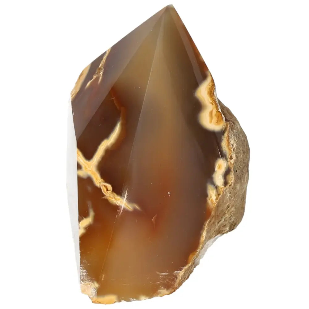 Luxury Polished Agate Point from Sylvia Crystals, featuring unique patterns for emotional balance and tranquility.
