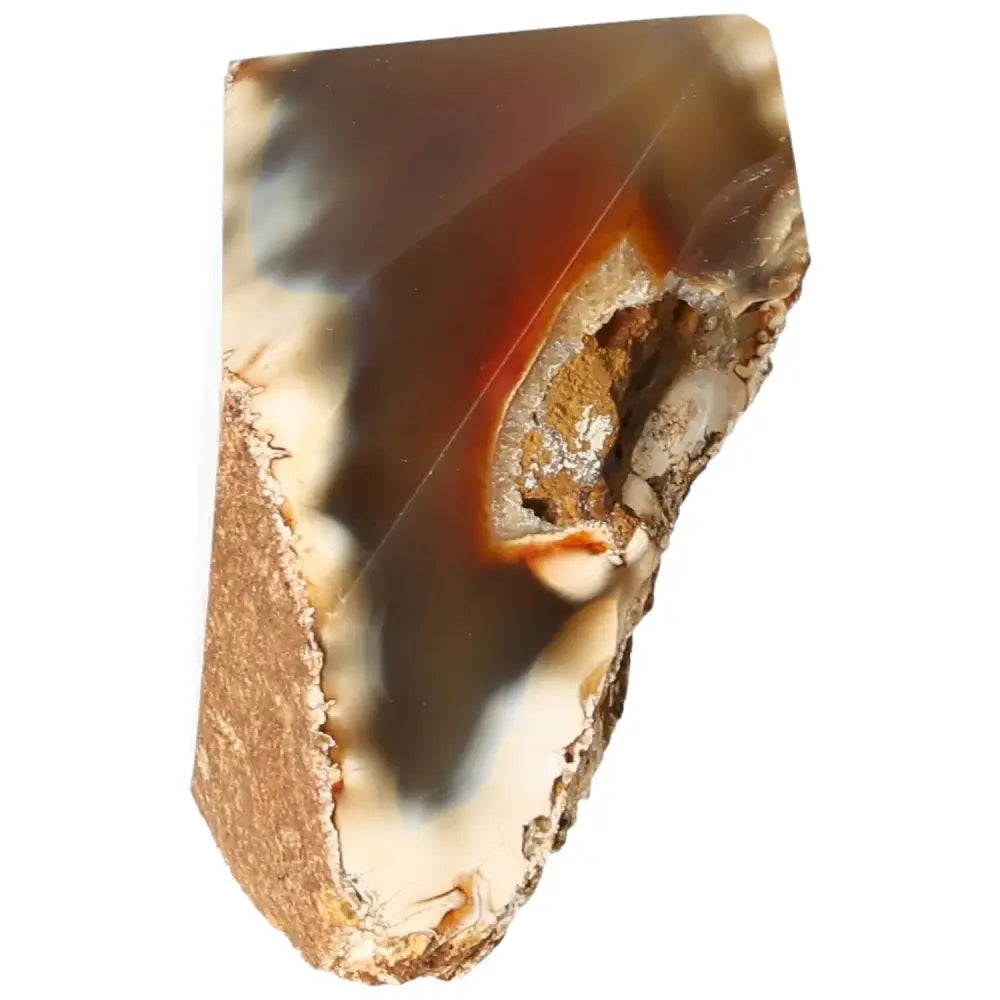 Polished agate point gemstone from Sylvia Crystals, known for harmonizing energies and providing emotional balance and spiritual grounding.