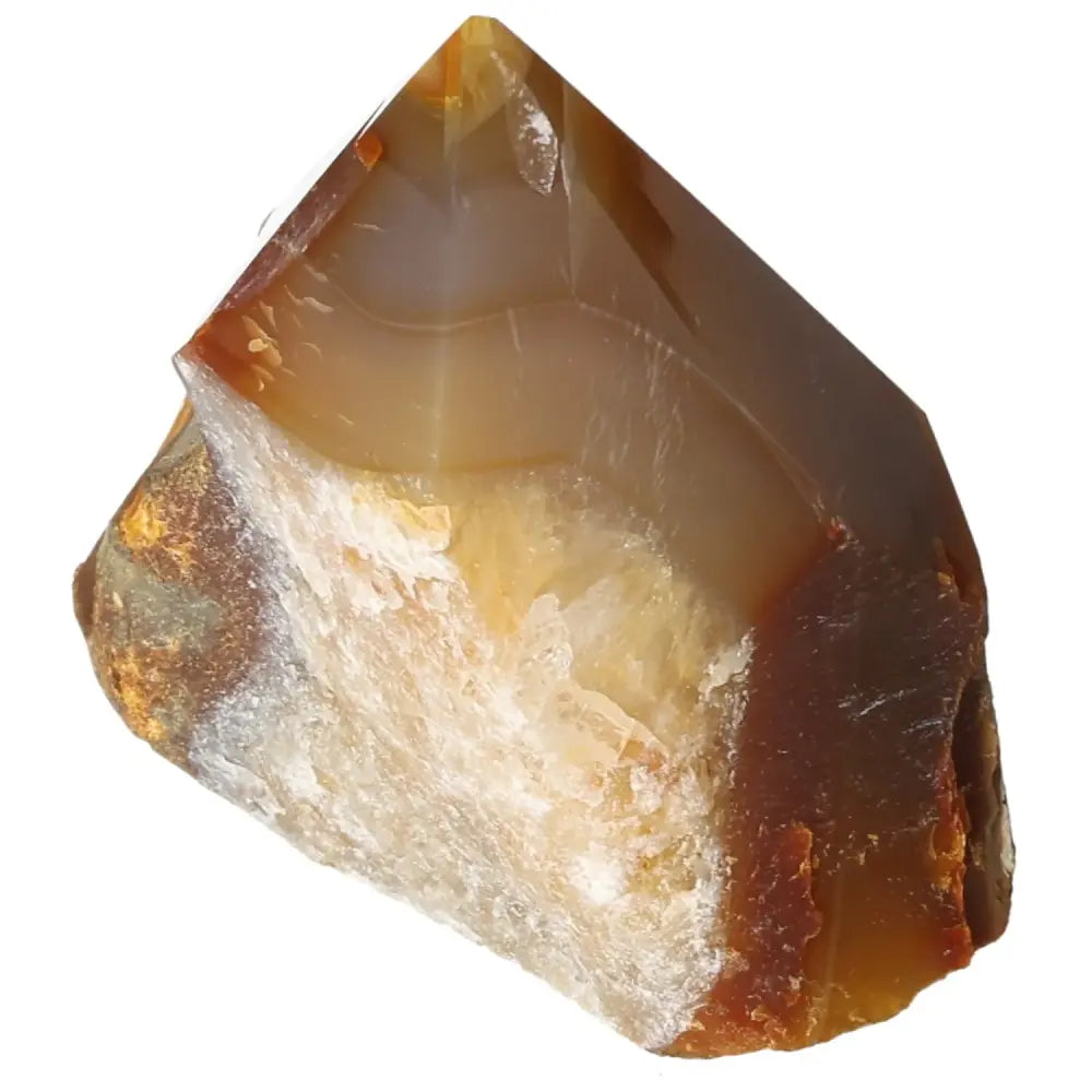 Polished Agate Point gemstone from Sylvia Crystals, showcasing its natural beauty and energy harmonizing properties.