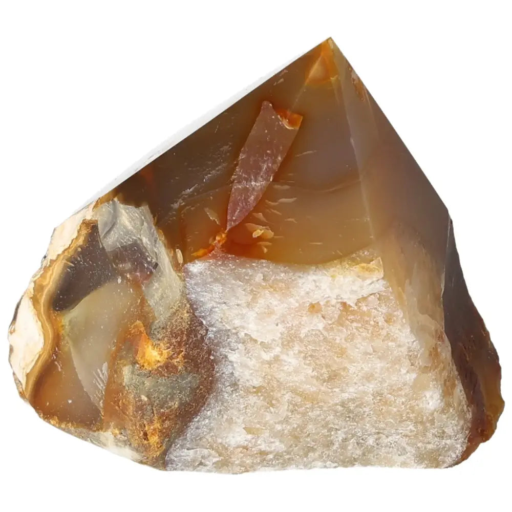 Polished Agate Point gemstone with natural colors, harmonizing energy stone from Sylvia Crystals, premium quality for emotional balance.