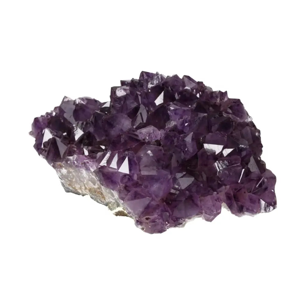 Polished amethyst druze crystal cluster for stress relief and energy boost, enhancing concentration and emotional stability.