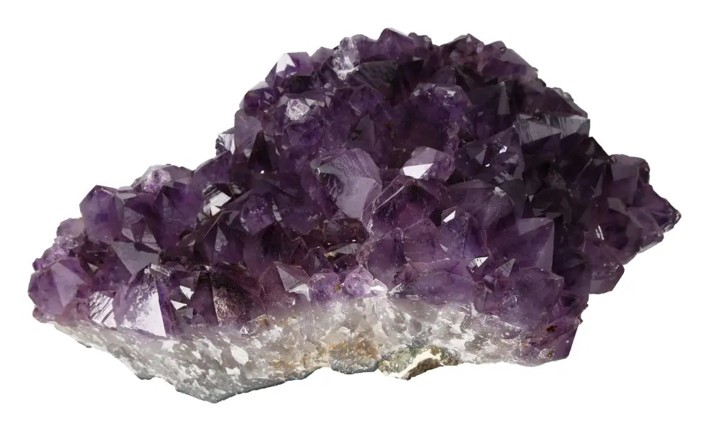 Polished Amethyst Druze crystal offering stress relief and energy boost with stunning purple hues for emotional stability.