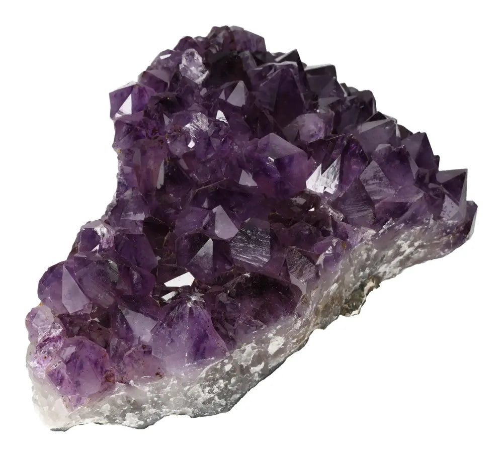 Polished amethyst druze crystal, enhances concentration and emotional stability, reduces stress, provides a boost of energy