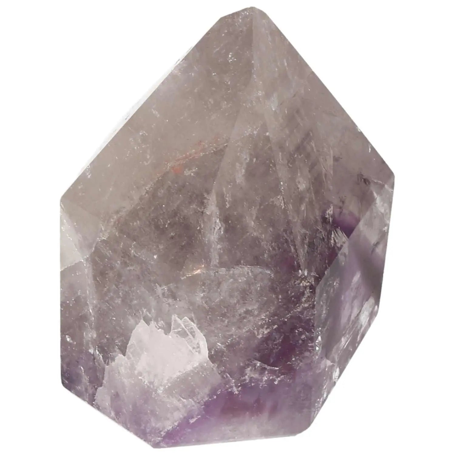 Polished amethyst obelisk by Sylvia Crystals, perfect for stress reduction and enhancing concentration and emotional stability.