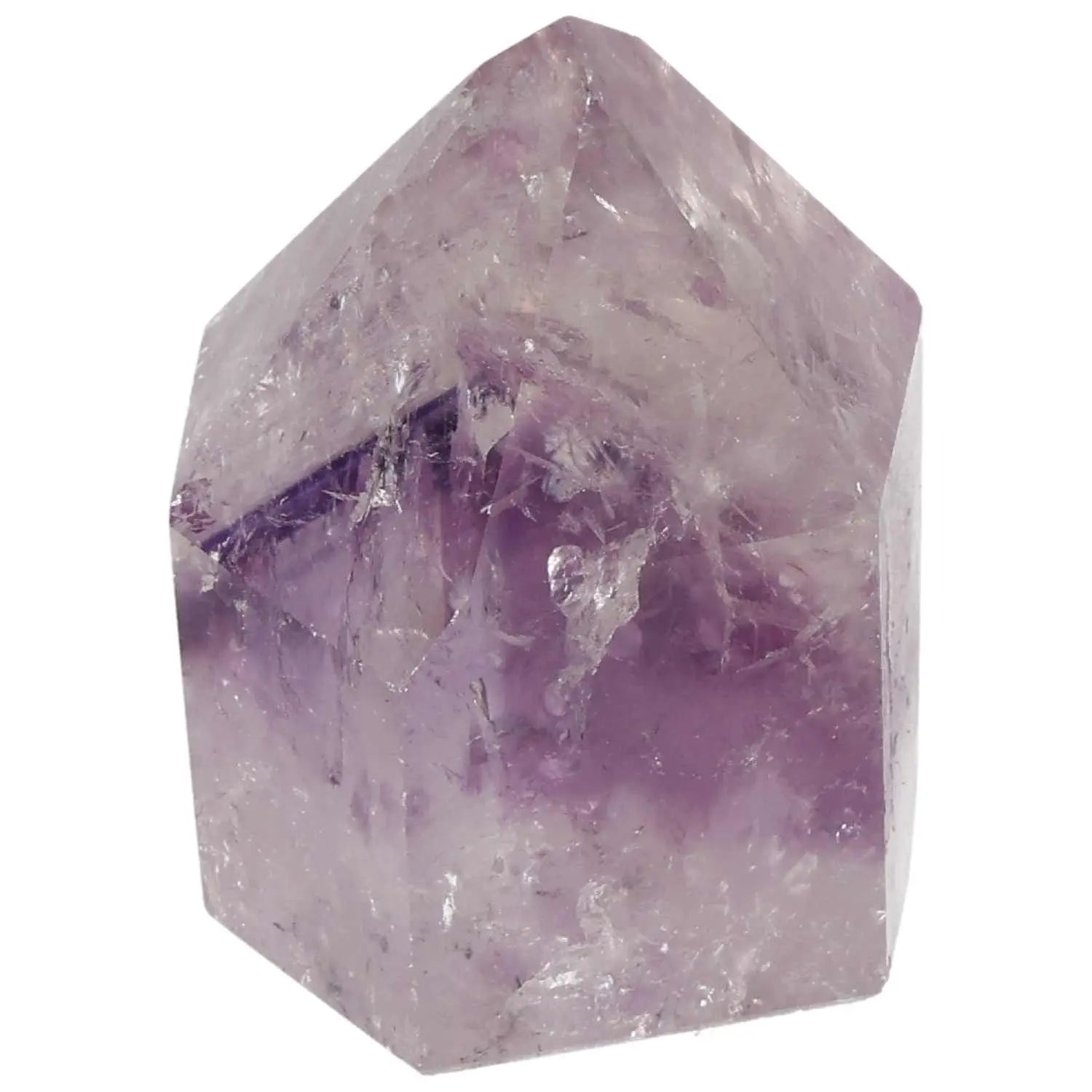 Polished Amethyst Obelisk from Sylvia Crystals, enhancing tranquility and concentration with stress-reducing properties.