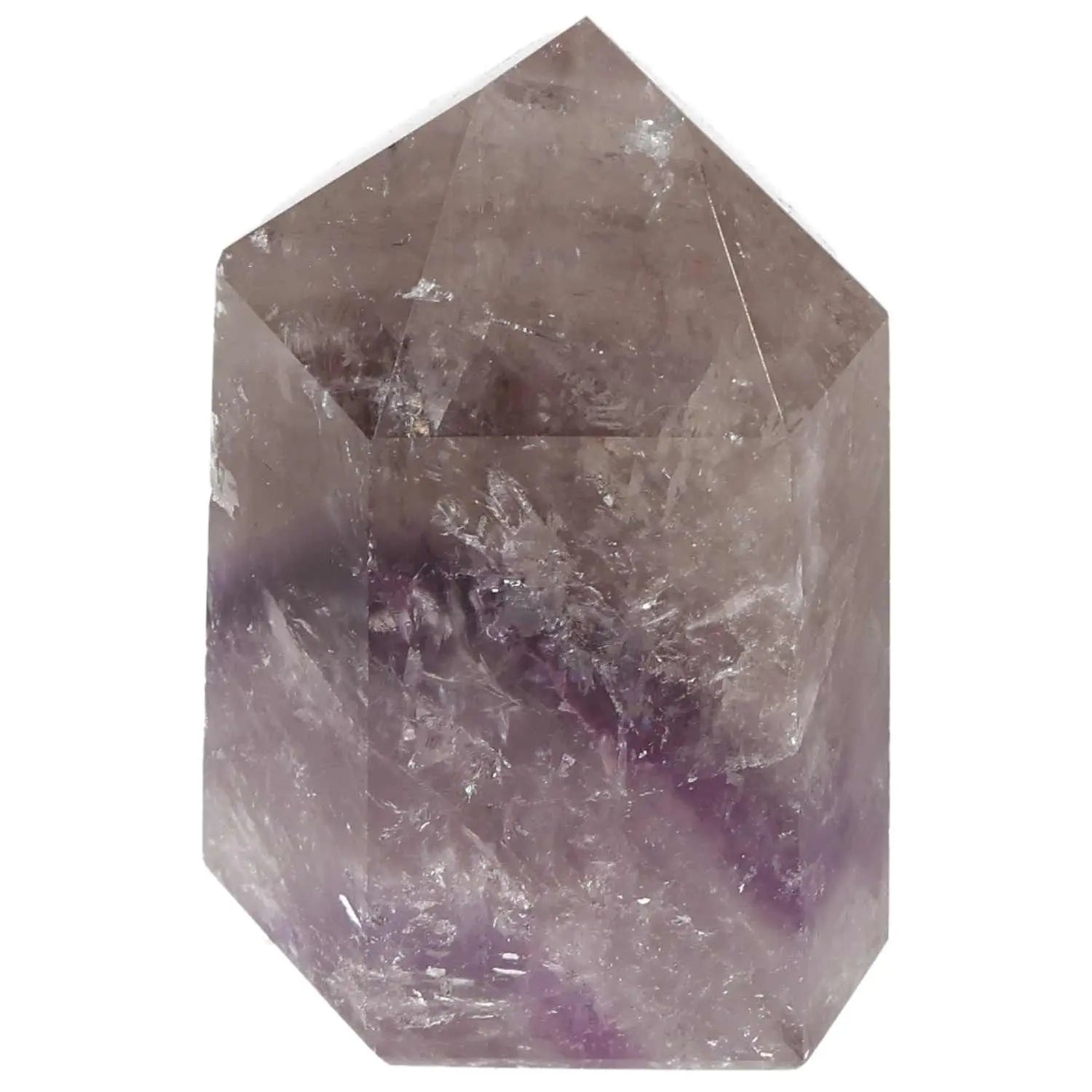 Polished Amethyst Obelisk by Sylvia Crystals, enhancing energy and concentration while promoting luxury and emotional stability.