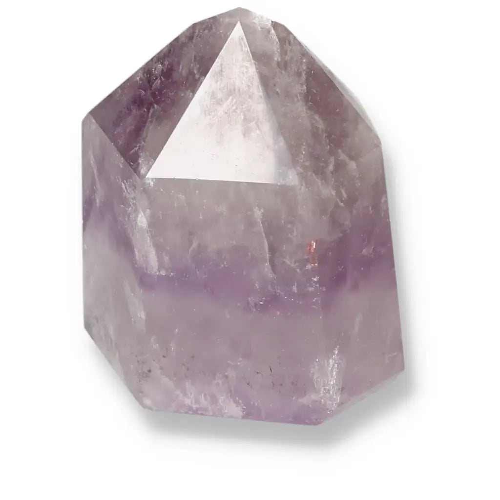 Elegant Polished Amethyst Obelisk from Sylvia Crystals, ideal for adding tranquility and focus to your home or workspace.
