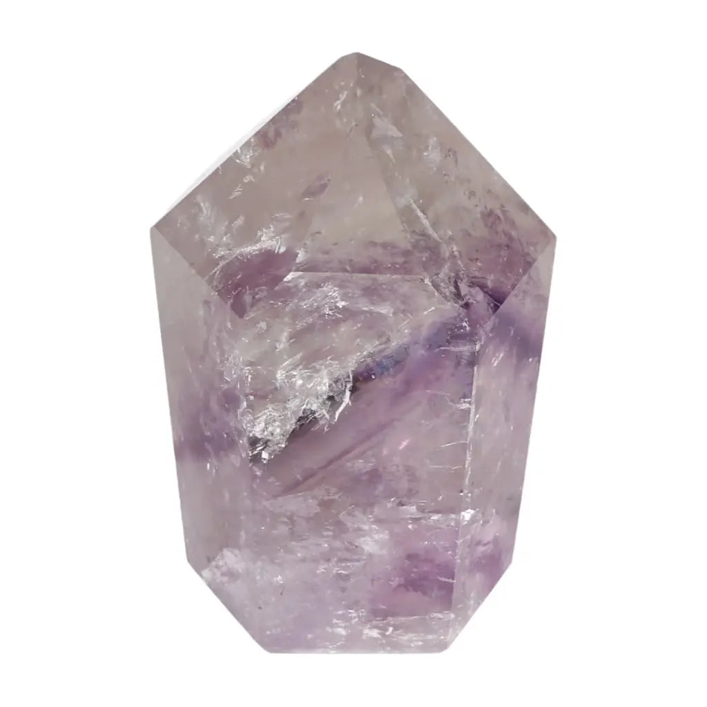 Polished Amethyst Obelisk crystal from Sylvia Crystals, offering stress reduction and energy enhancement for spiritual depth.