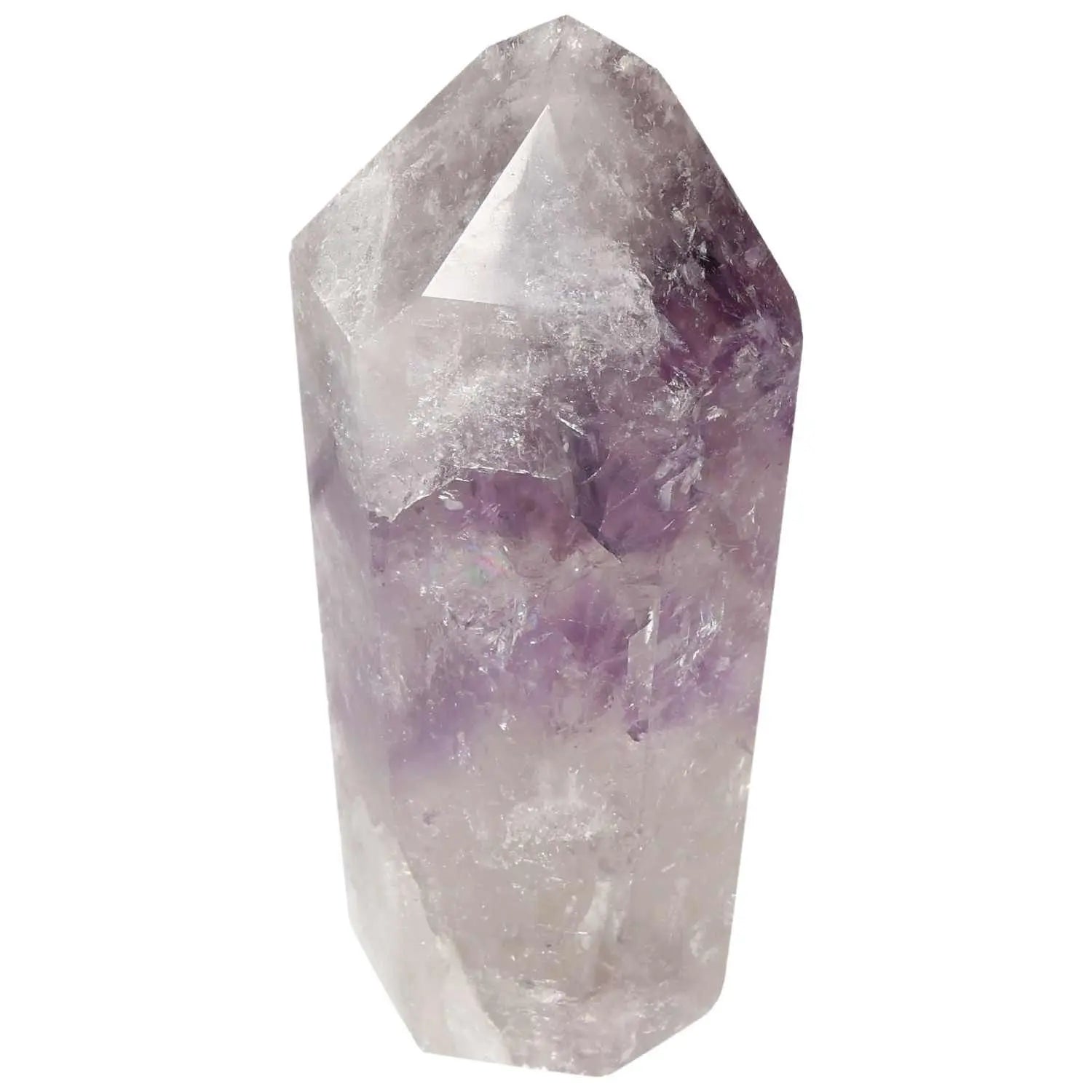 Polished Amethyst Obelisk with soothing purple hues for spiritual elegance and stress relief.
