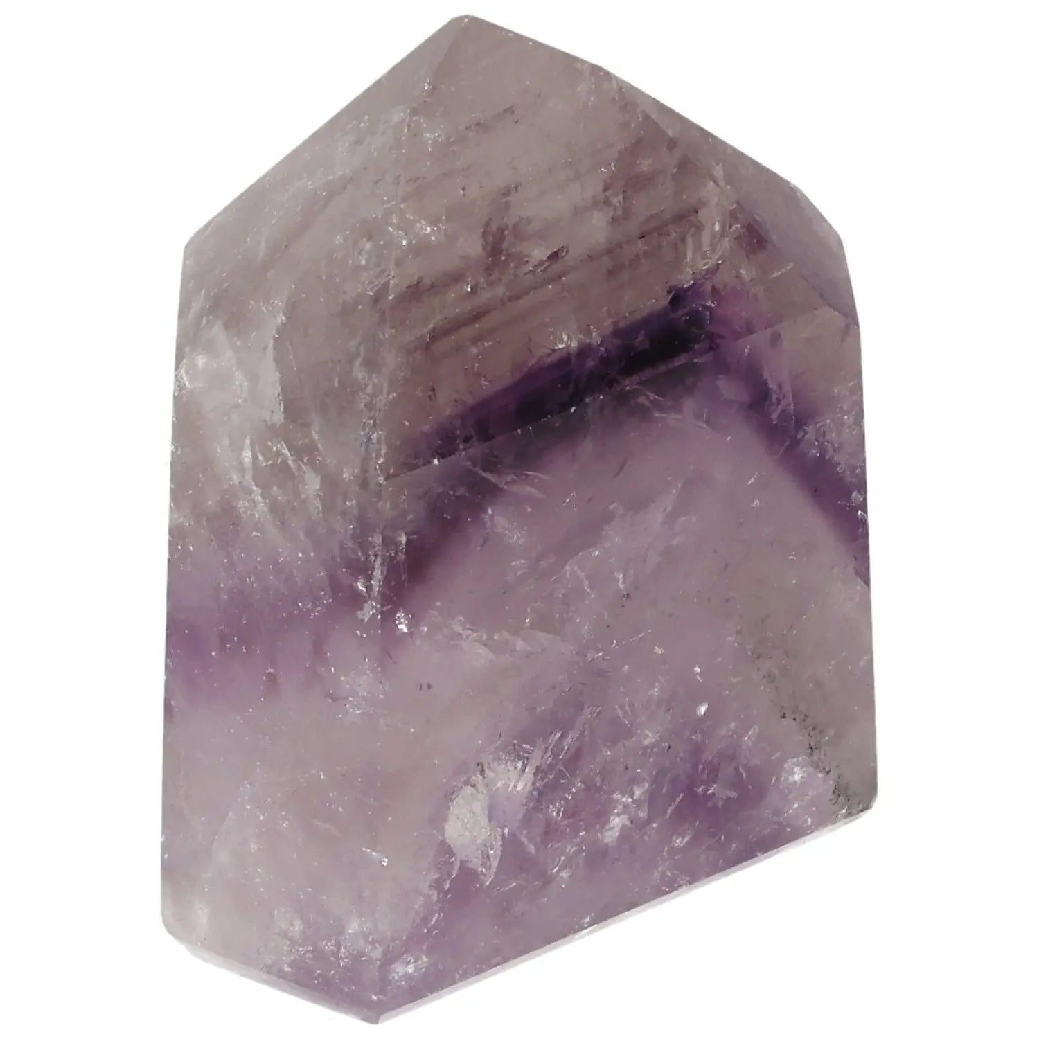 Polished Amethyst Obelisk from Sylvia Crystals, perfect for enhancing tranquility and focus in any home or workspace.