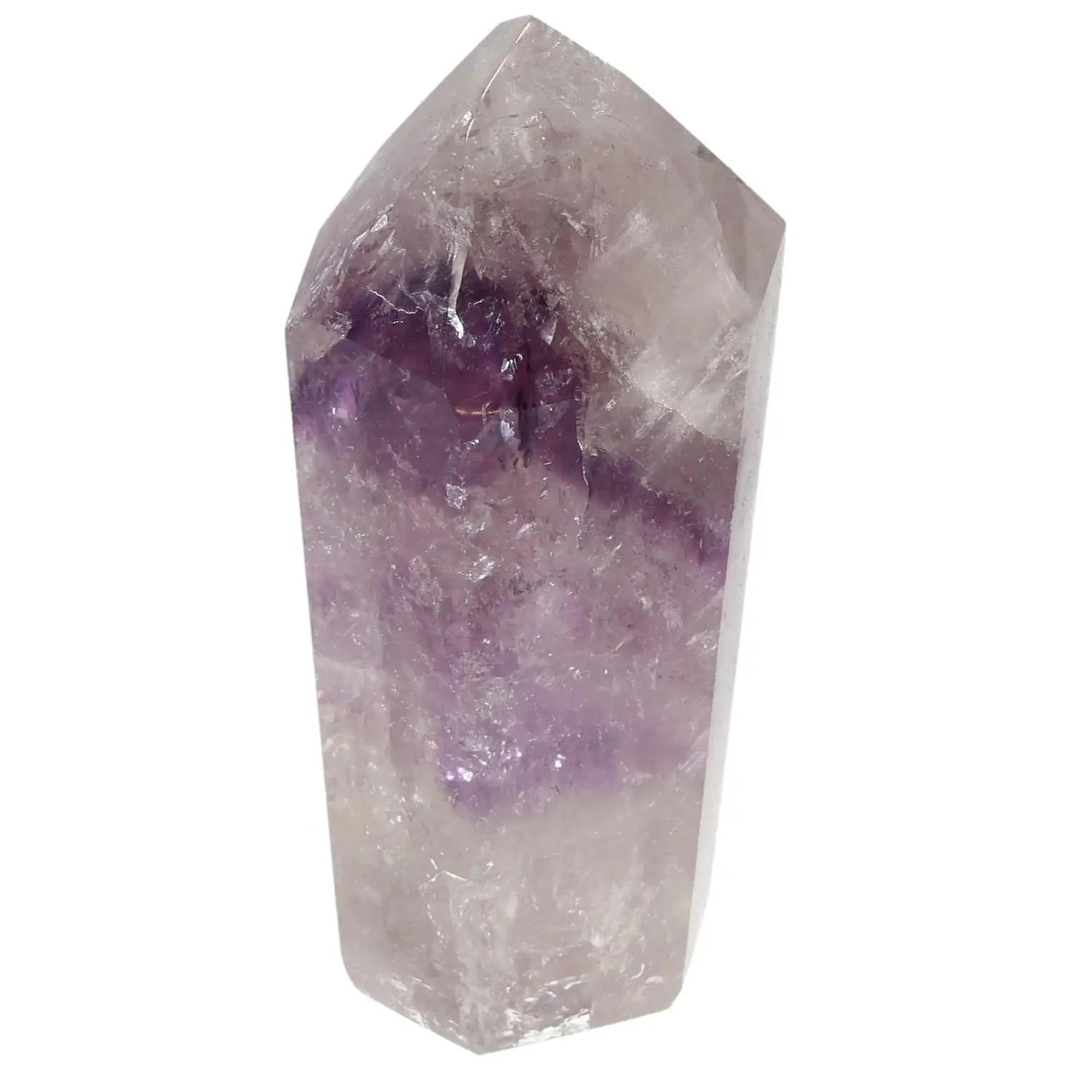 Polished Amethyst Obelisk with soothing purple hues, Sylvia Crystals premium spiritual decor.